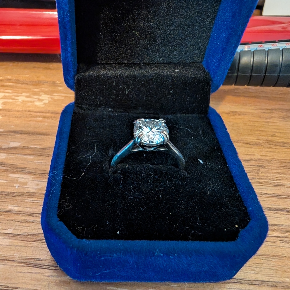 Silver and White Ethical Moissanite Solitaire Ring